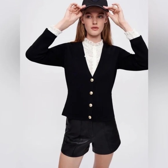 Maje Crepe Gold Button Cardigan 2 or M - Picture 1 of 13